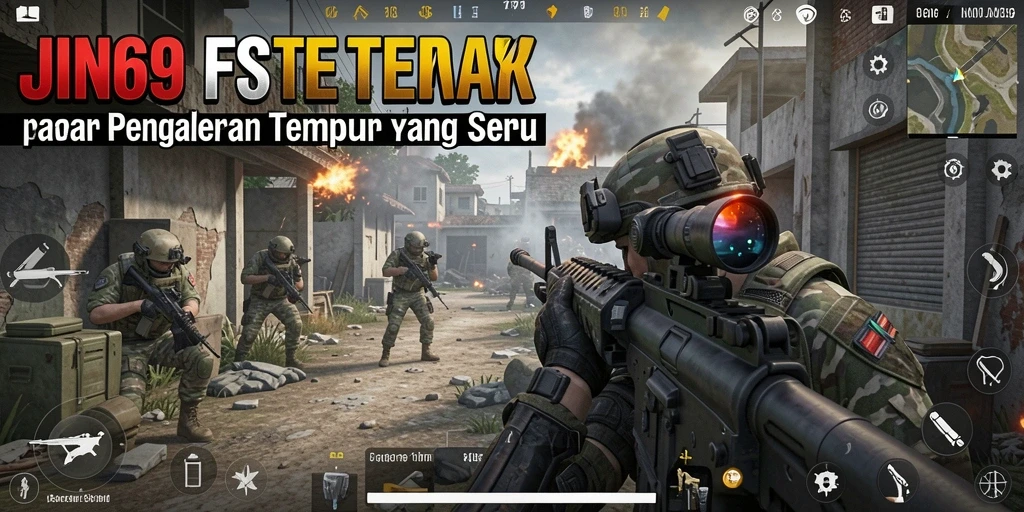 Screenshot gameplay JIN69 menampilkan aksi tembak-menembak yang intens.