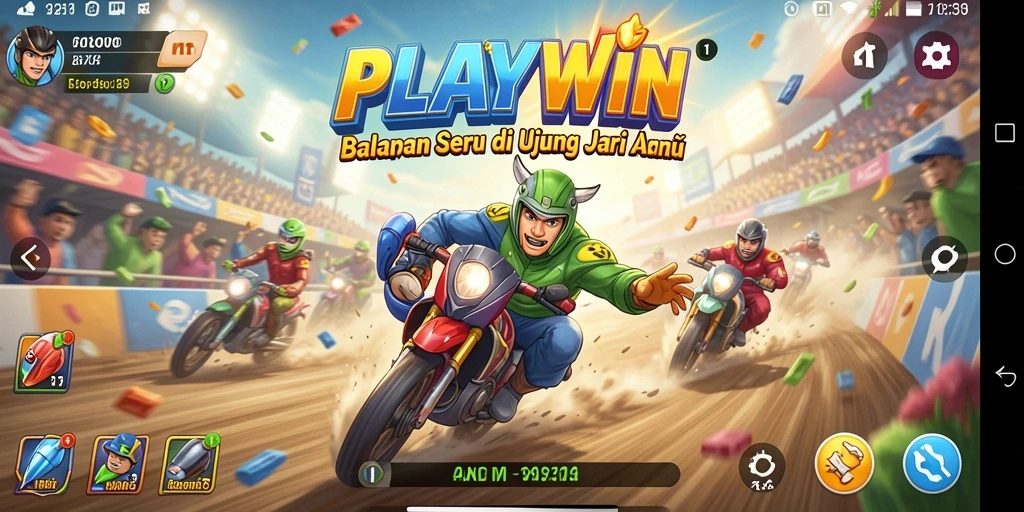 Tampilan seru gameplay balapan di PLAYWIN yang mendebarkan.