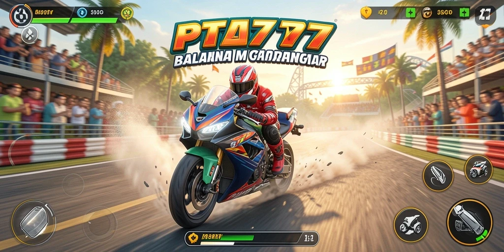 Gameplay seru PT777 dengan aksi balapan motor yang mendebarkan.